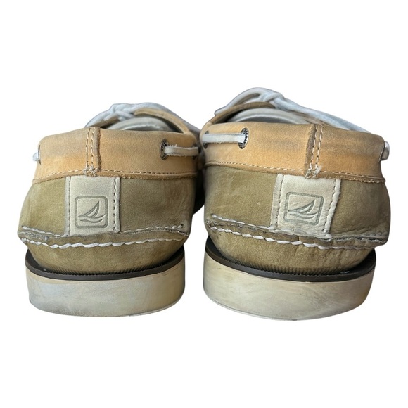 Sperry Top-Sider A/O 2-Eye Colorblock Boat Shoes Cream/Dusty Olive/Tan Men’s 12 - Picture 3 of 7